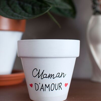 Pot de fleurs / cache pot en terre cuite : Maman d'amour