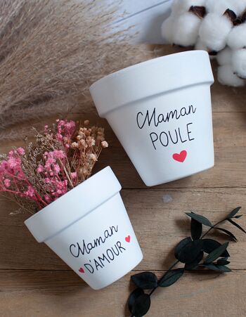 Pot de fleurs / cache pot en terre cuite : Maman d'amour 2