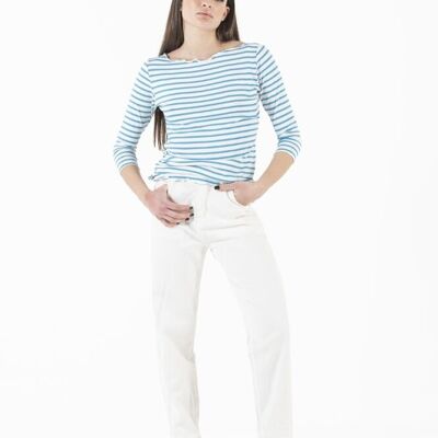 3-4 SLEEVE STRIPED BOAT T-SHIRT