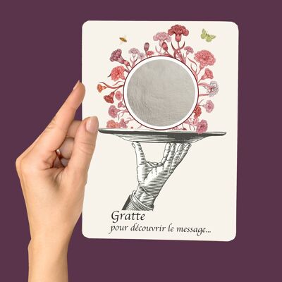 Carte à gratter janvier, fleur de janvier.