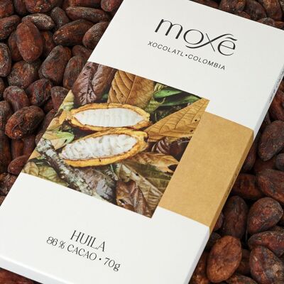 Huila chocolate bar - 86% cocoa. Fine and aromatic organic chocolate