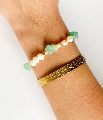 Bracelet avec perles d'eau douce vert clair 3