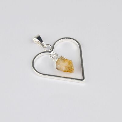 Silver Plated Heart with Citrine Pendant