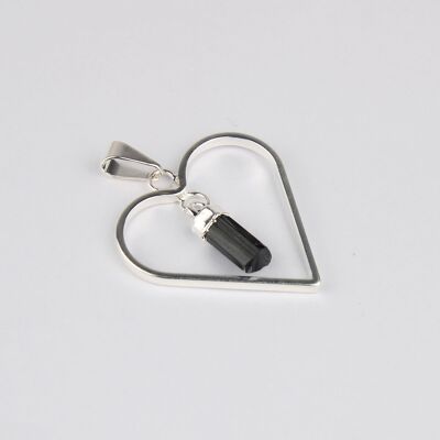 Silver Plated Heart with Tourmaline Pendant