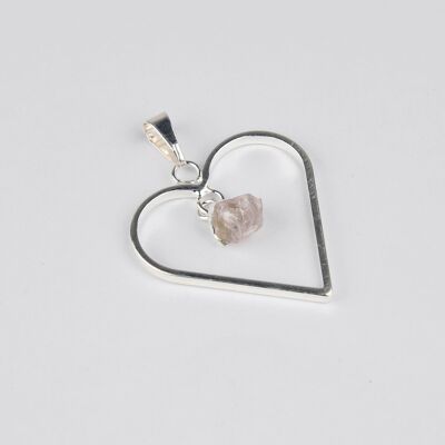 Silver Plated Heart with Rose Quartz Pendant