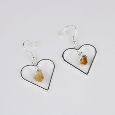 Heart shape Earring with Citrine point