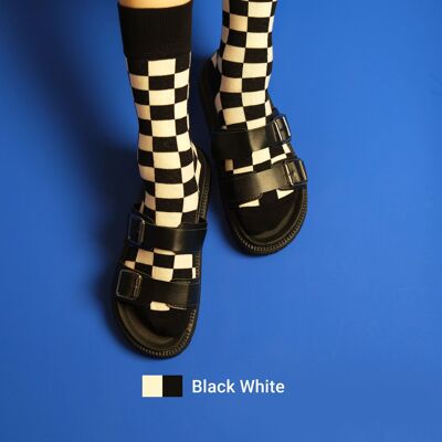 Socks black white chessboard