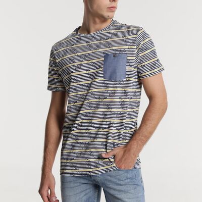 SIX VALVES - T-Shirt Streifen mit Blättern | Komfort