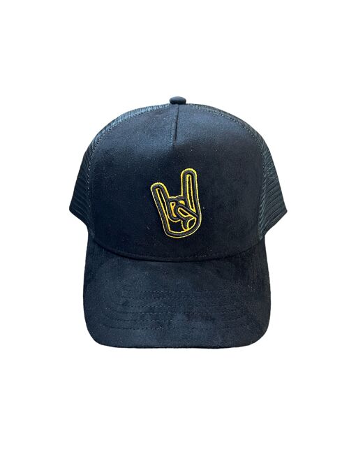 Trucker full black suédine et gold