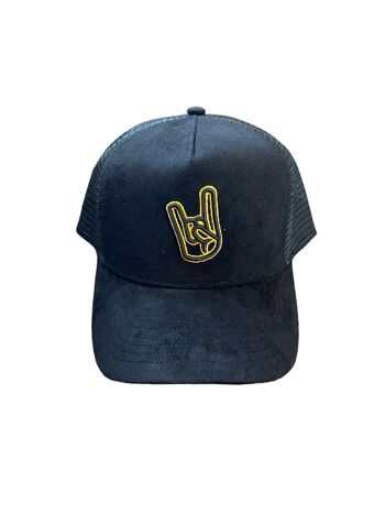 Trucker full black suédine et gold 1