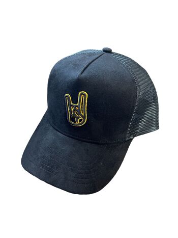 Trucker full black suédine et gold 2