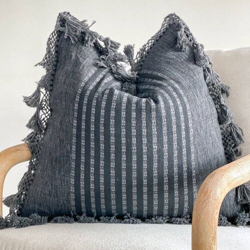 Neutral Hand Woven Boho Pillow With Fringe 2.0