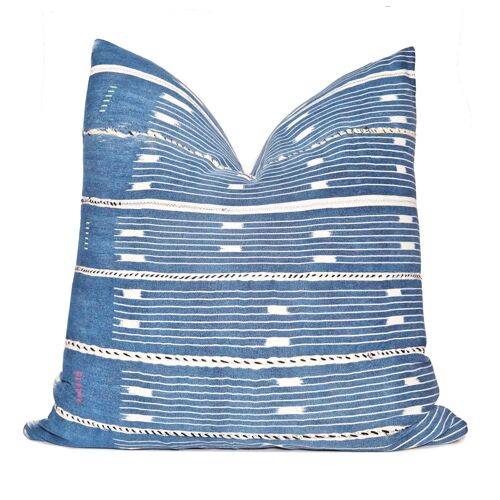 Artisan Light Blue and White Striped Throw Pillows 2.0