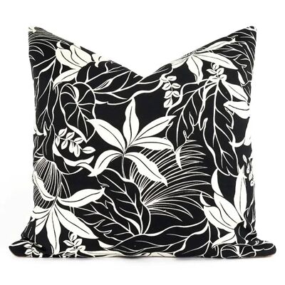 Oreiller floral « Moana » noir et blanc