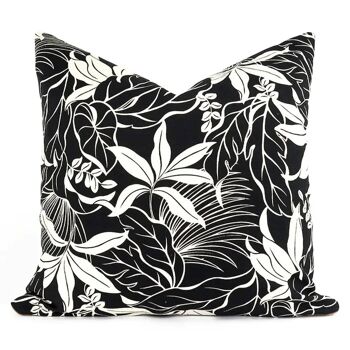 Oreiller floral « Moana » noir et blanc 1