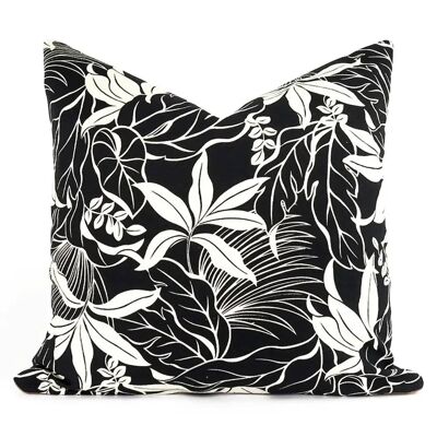 Black & White "Moana" Floral Pillow