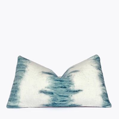 Blue & Ivory Wool Accent Pillow