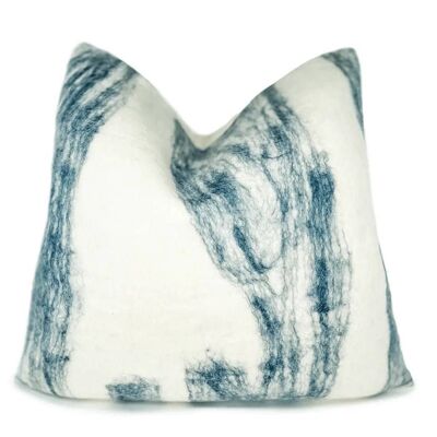 Blue & Ivory Wool Accent Pillow 2.0