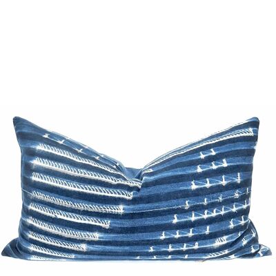 Coussin décoratif diamant Shibori bleu 2.0