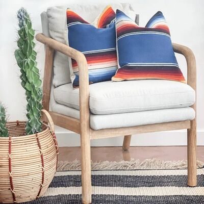 Blue Striped Vintage Saltillo Lumbar Pillow 2.0