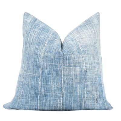 Light Blue Vintage Denim Accent Pillow