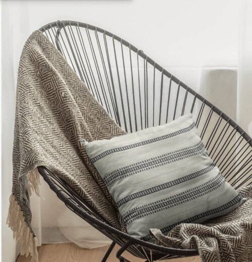 Modern Black and White Striped Throw Pillow Cushion