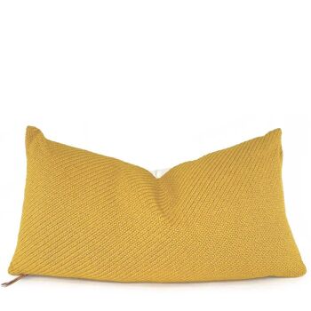 Coussin texturé jaune moutarde 3