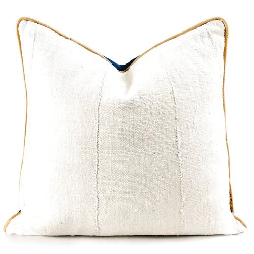 Neutral Throw Pillow With Leather | 18"