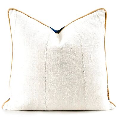 Neutral Throw Pillow With Leather | 18"
