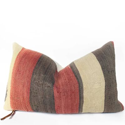 Red Black and Ivory Vintage Lumbar Pillow
