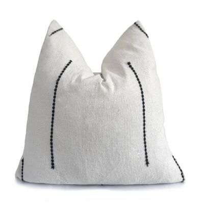 White & Black Pillow With Pom Poms 2.1