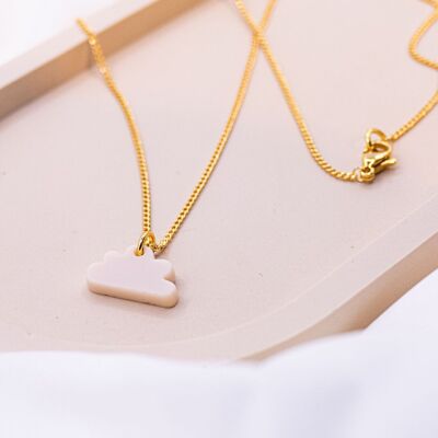 Necklace clouds made of acrylic white clouds - 18k gold plated light chain cloud