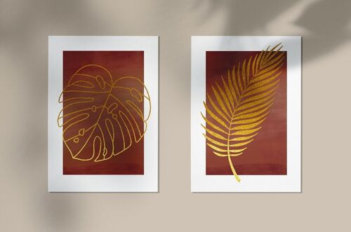 Lot de 2 affiches - Illustrations GOLD LEAVES