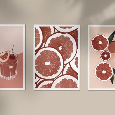 Set mit 3 Postern – FRUIT-Illustrationen