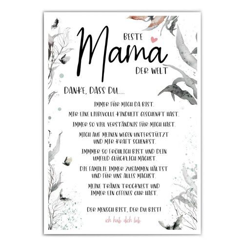 Beste Mama der Welt Poster - Geschenk zum Muttertag