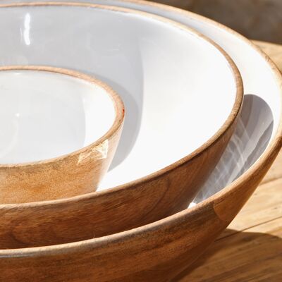 WOODEN BOWL WITH ENAMEL HANDLE - IBIZA COLLECTION