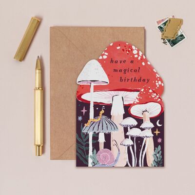 Biglietto d'auguri con funghi | Carta dei funghi magici | Biglietti d'auguri per streghe | Biglietti d'auguri carini