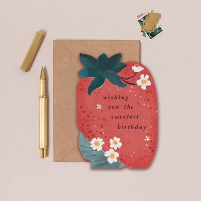 Süße Erdbeer-Geburtstagskarte | Kindergeburtstagskarte | Geburtstagskarten