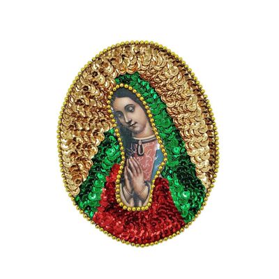 Guadalupe oval sequin patch