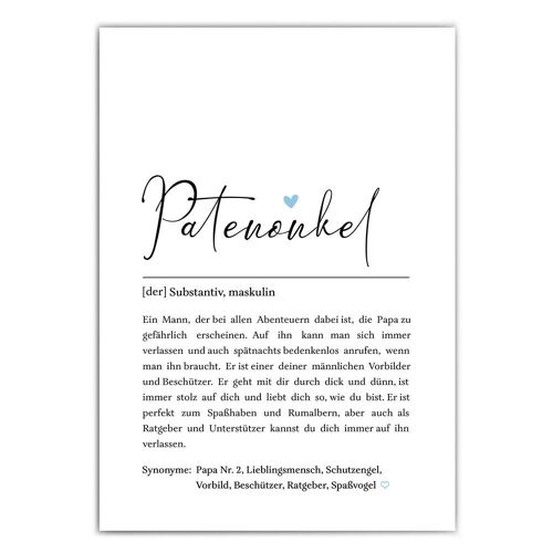 Patenonkel Definition Poster - Geschenkartikel