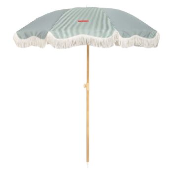 Parasol de terrasse extérieur vert, protection de parasol de plage UPF 50+ fines rayures 1