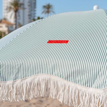 Parasol de terrasse extérieur vert, protection de parasol de plage UPF 50+ fines rayures 2