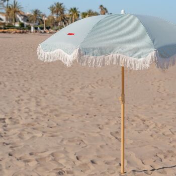 Parasol de terrasse extérieur vert, protection de parasol de plage UPF 50+ fines rayures 3