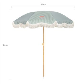 Parasol de terrasse extérieur vert, protection de parasol de plage UPF 50+ fines rayures 9
