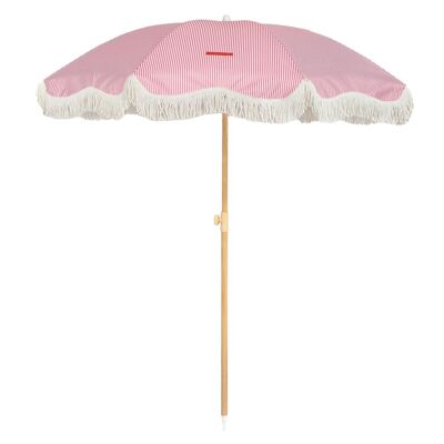 Parasol de plage fin protection UV50+ extra large inclinable rouge
