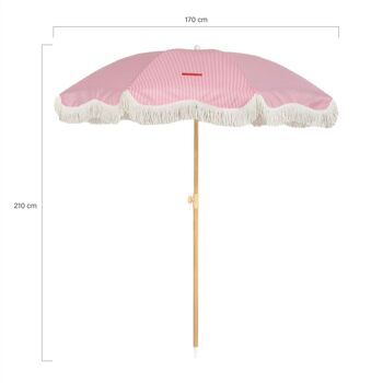 Parasol de terrasse extérieur rose, parasol de plage UPF 50+ protection fines rayures 9