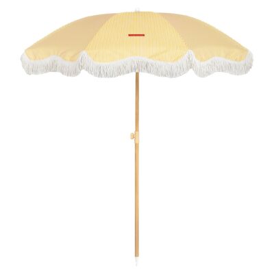 Parasol de plage fin protection UV50+ extra large jaune inclinable
