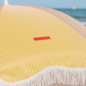 Parasol de plage fin protection UV50+ extra large jaune inclinable 2