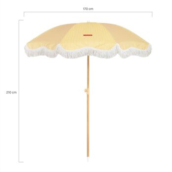 Parasol de plage fin protection UV50+ extra large jaune inclinable 8