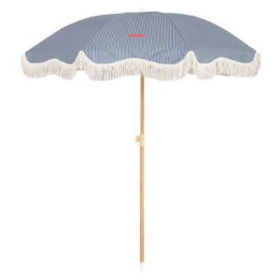 Parasol de plage fin protection UV50+ extra large inclinable bleu
